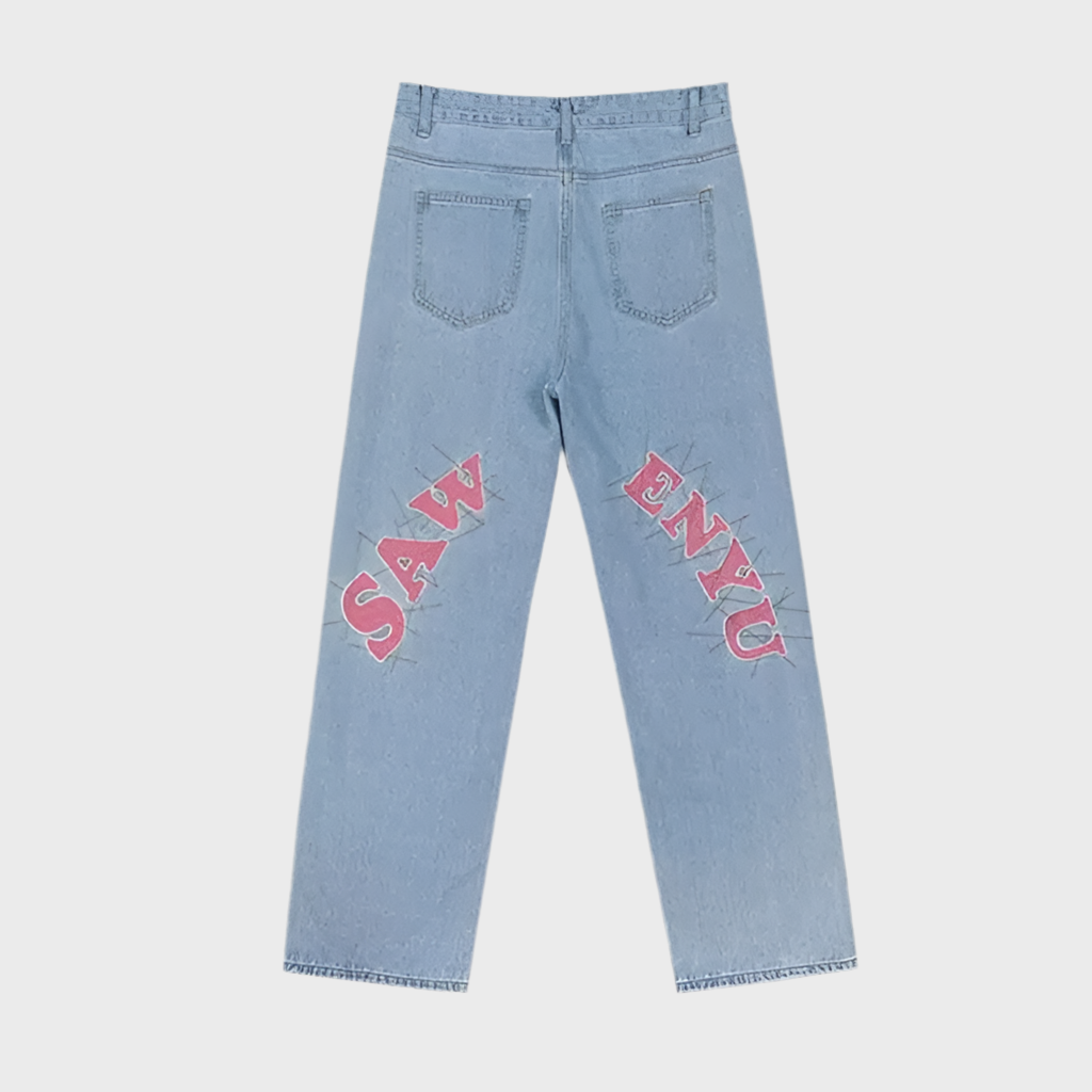 EMBROIDERED STRAIGHT LOOSE JEANS - MOONRAKER