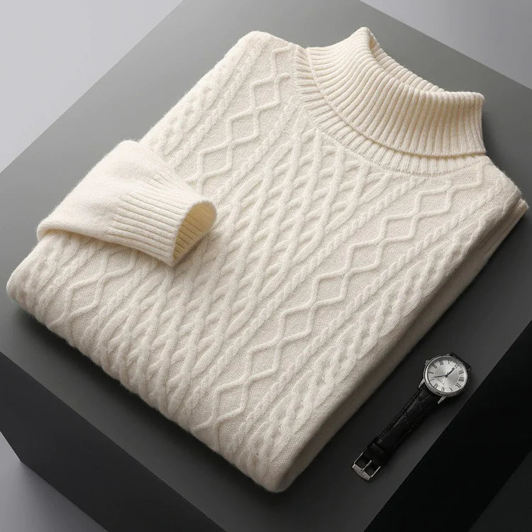 HIGH NECK CASHMERE SWEATER - MOONRAKER