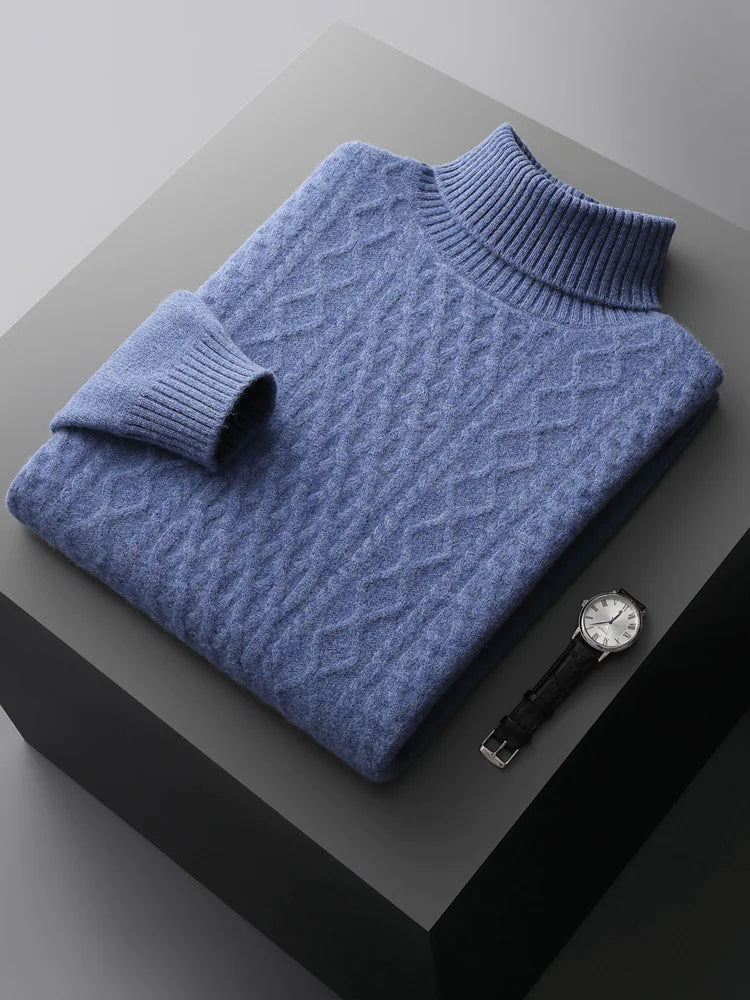 HIGH NECK CASHMERE SWEATER - MOONRAKER