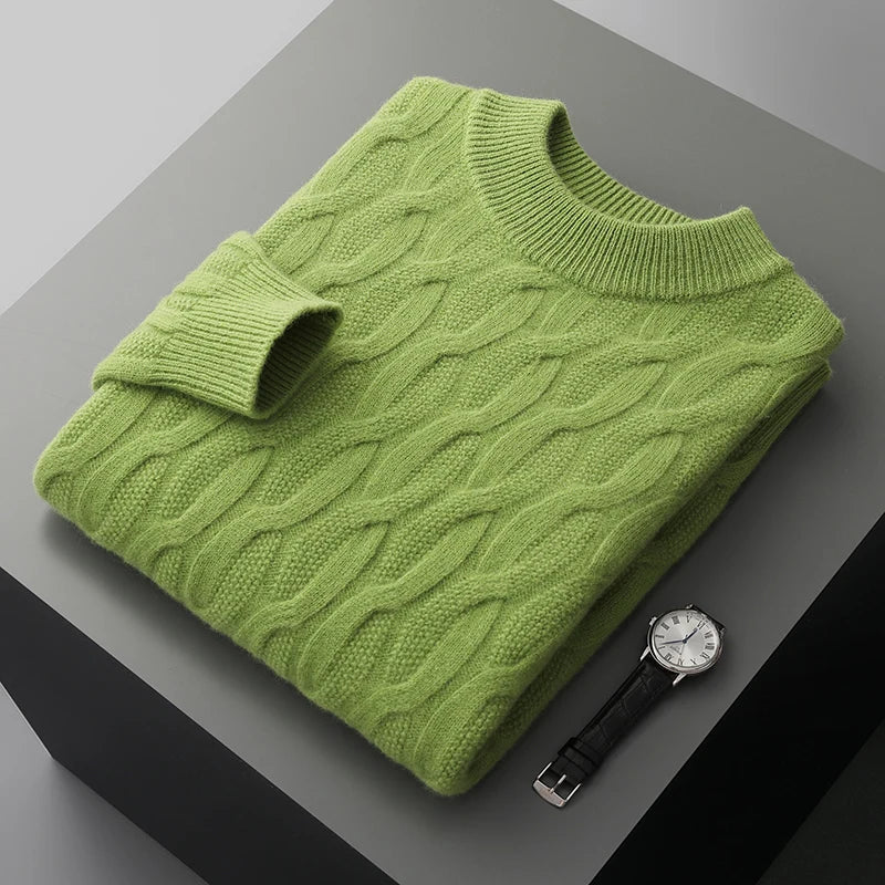 CASHMERE SEMI-HIGH NECK TEXTURED PULLOVER - MOONRAKER
