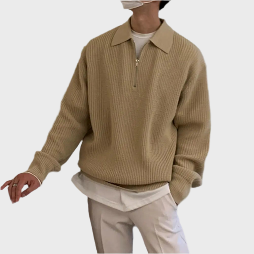 KNIT QUARTER-ZIP SWEATER - MOONRAKER