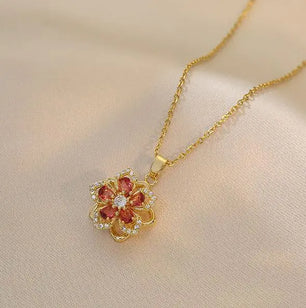 ROTATING ZIRCON FLOWER NECKLACE - MOONRAKER