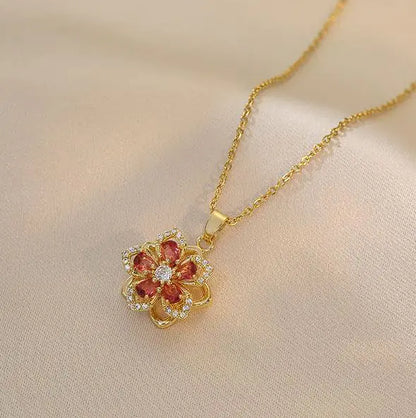ROTATING ZIRCON FLOWER NECKLACE - MOONRAKER