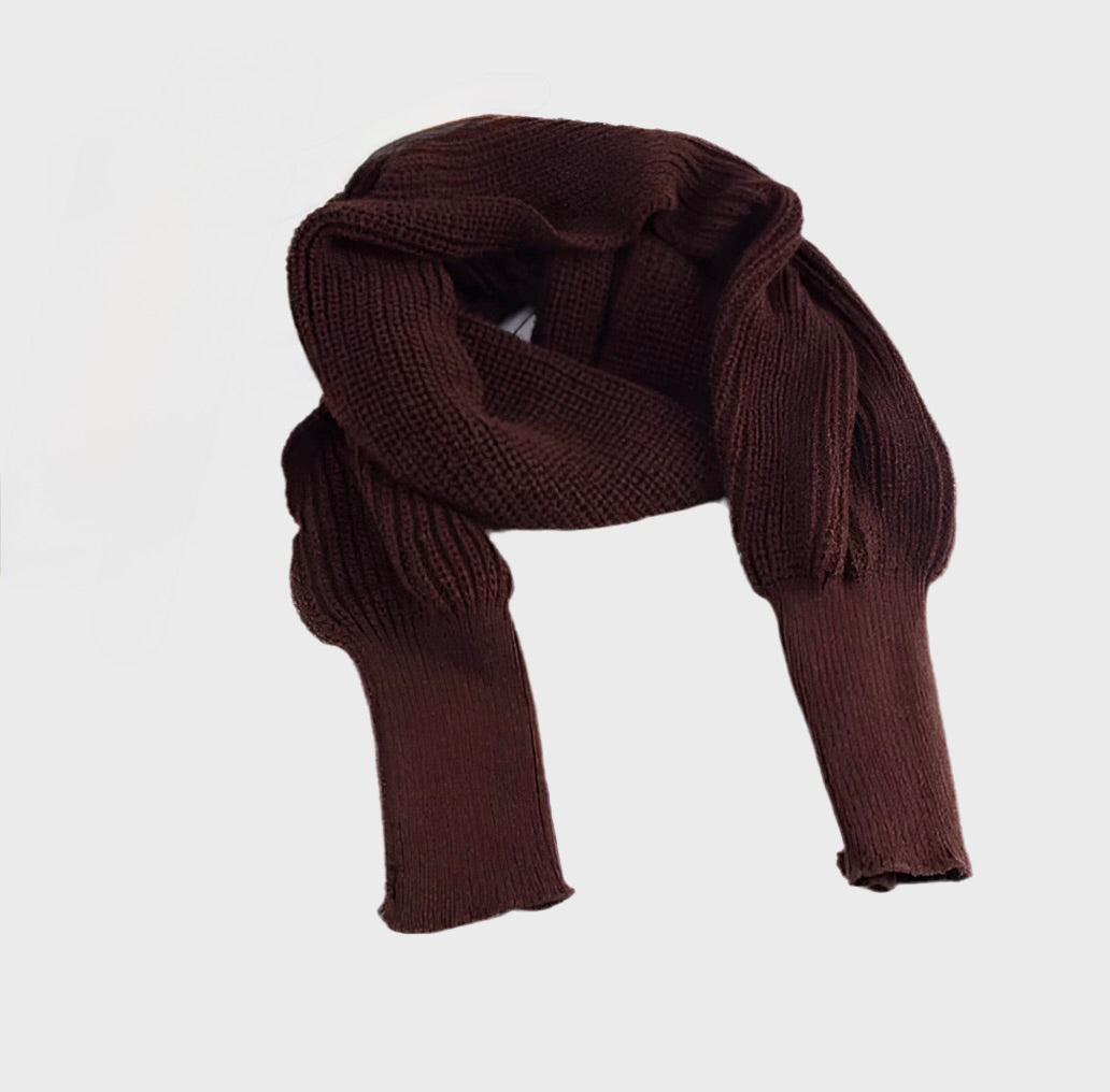 COZY KNIT WOOL SCARF SHAWL WITH SLEEVES - MOONRAKER