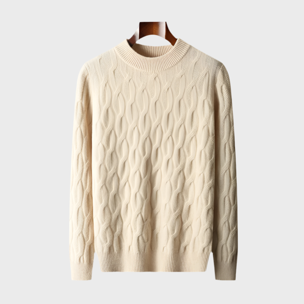 CASHMERE SEMI-HIGH NECK TEXTURED PULLOVER - MOONRAKER