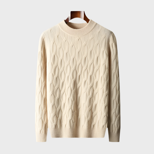 CASHMERE SEMI-HIGH NECK TEXTURED PULLOVER - MOONRAKER