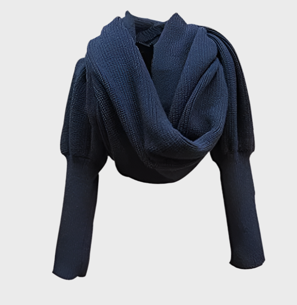 COZY KNIT WOOL SCARF SHAWL WITH SLEEVES - MOONRAKER