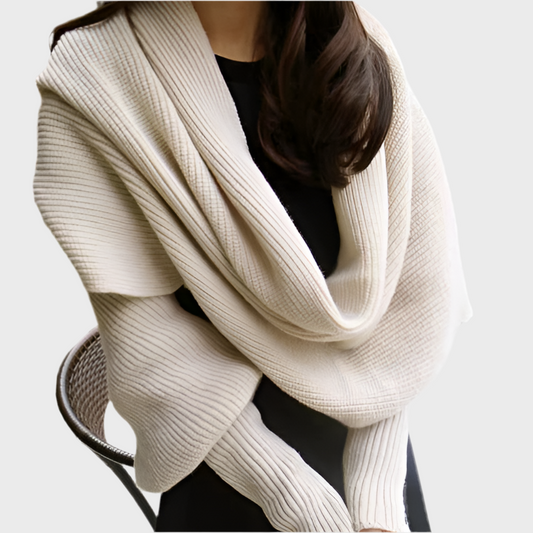 COZY KNIT WOOL SCARF SHAWL WITH SLEEVES - MOONRAKER