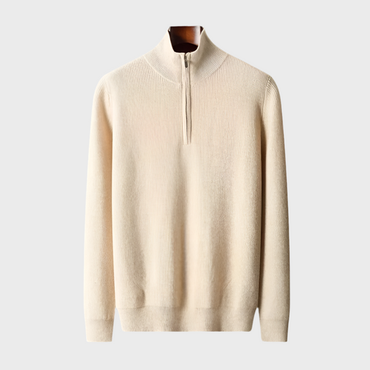 Zip Neck Sweater - 100% Merino Wool