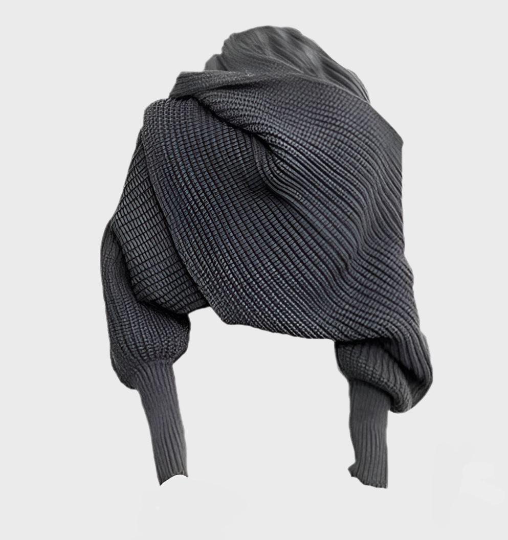 COZY KNIT WOOL SCARF SHAWL WITH SLEEVES - MOONRAKER