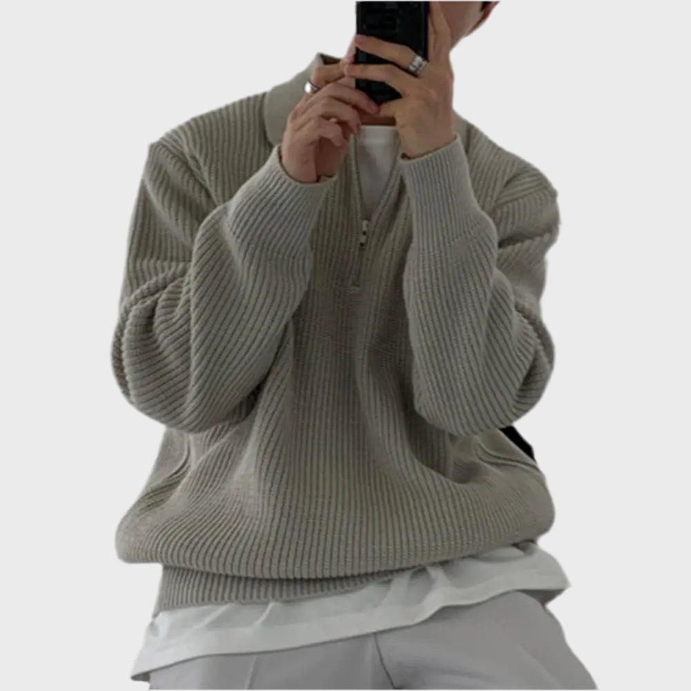 KNIT QUARTER-ZIP SWEATER - MOONRAKER