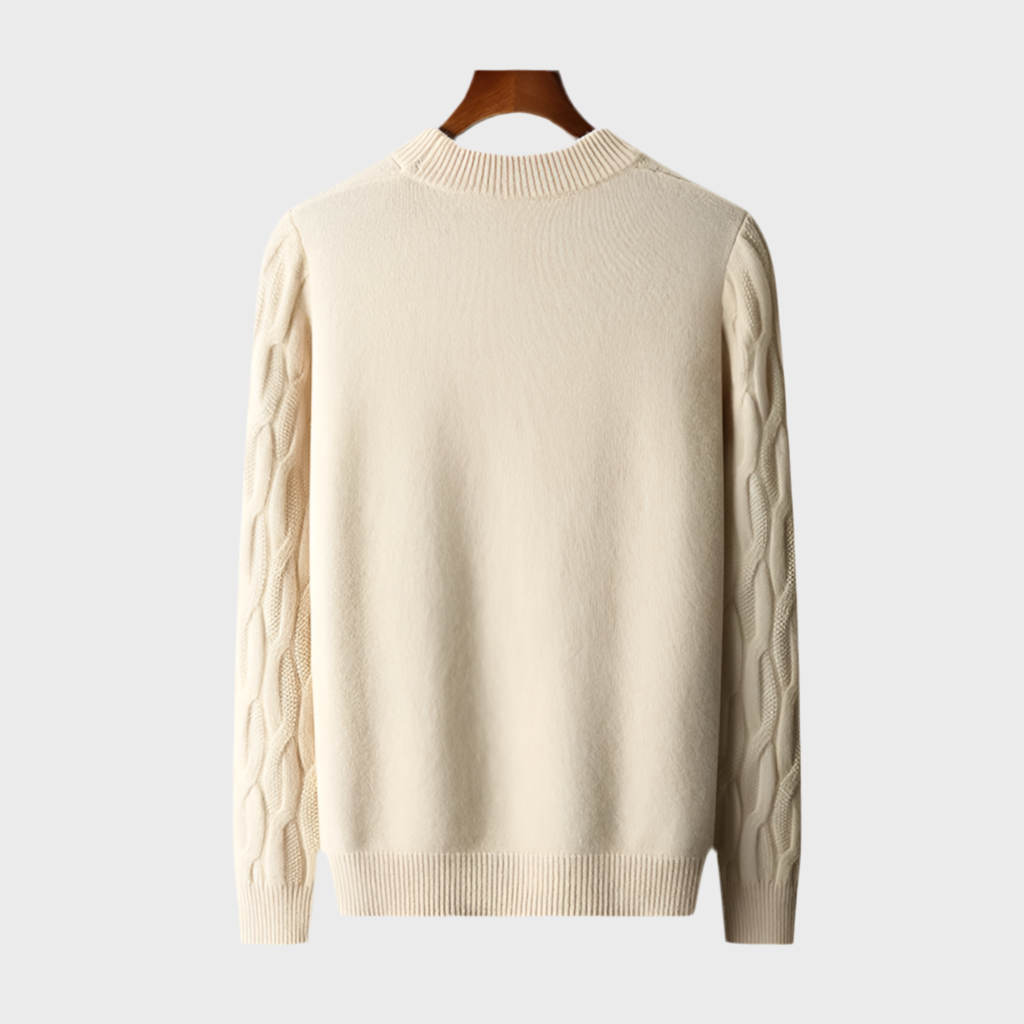 CASHMERE SEMI-HIGH NECK TEXTURED PULLOVER - MOONRAKER
