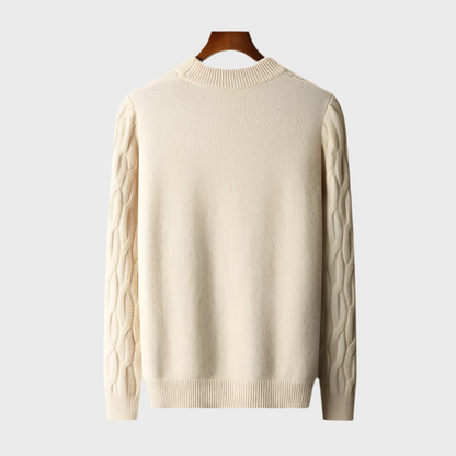 CASHMERE SEMI-HIGH NECK TEXTURED PULLOVER - MOONRAKER