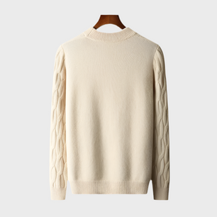 CASHMERE SEMI-HIGH NECK TEXTURED PULLOVER - MOONRAKER