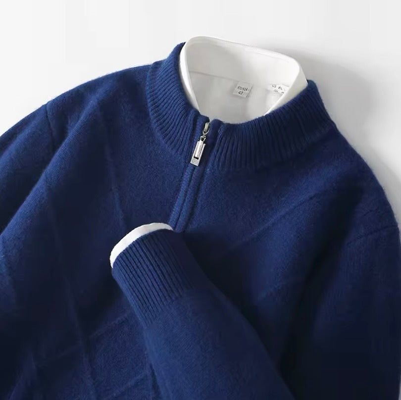 HALF-ZIPPER CSASHMERE SWEATER - MOONRAKER