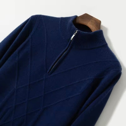 HALF-ZIPPER CSASHMERE SWEATER - MOONRAKER