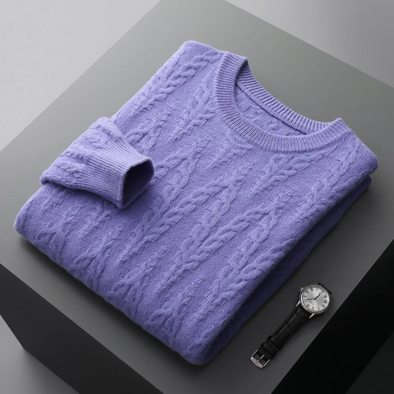ROUND NECK CASHMERE SWEATER - MOONRAKER