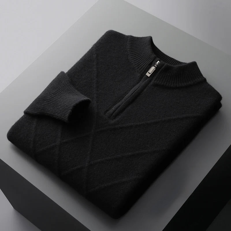 HALF-ZIPPER CSASHMERE SWEATER - MOONRAKER