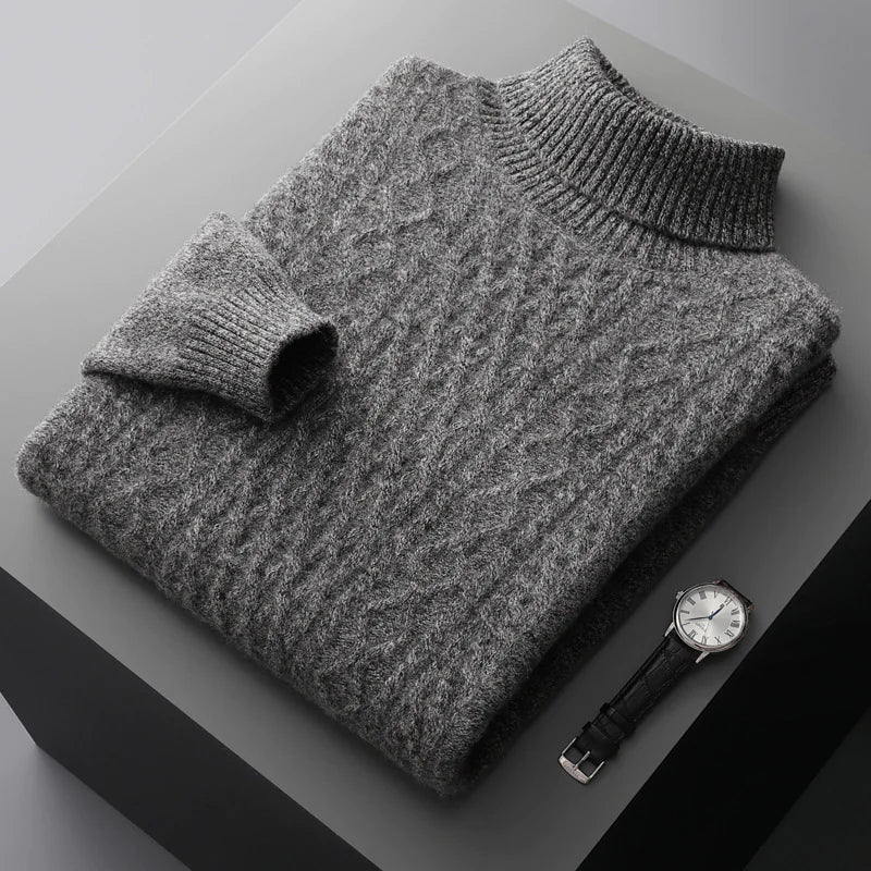 HIGH NECK CASHMERE SWEATER - MOONRAKER