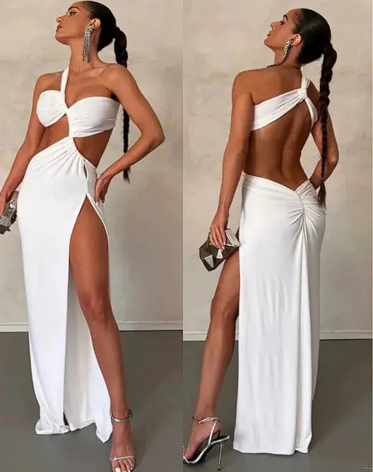 ONE-SHOULDER SOLID DRESS - MOONRAKER