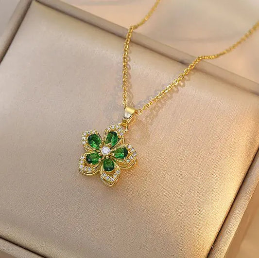 ROTATING ZIRCON FLOWER NECKLACE - MOONRAKER